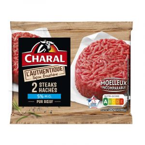 Charal steak hach&radic;&copy; pur b&asymp;&igrave;uf 2x140g