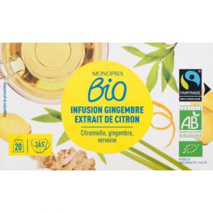 Monoprix bio infusion verveine citronnelle & gingembre 30g