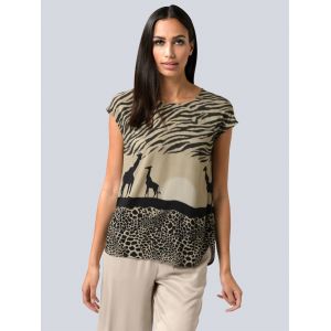 D&eacute;bardeur &agrave; motif l&eacute;opard Alba Moda Beige/Noir