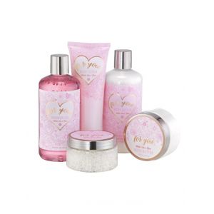 Set de bain "HEARTS" dans un joli coffret cadeau Accentra Multicolore