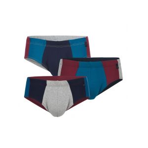 Slips par lot de 3 dans une matière produite de façon durable Pfeilring Marine/Rouge rubis/Gris clair