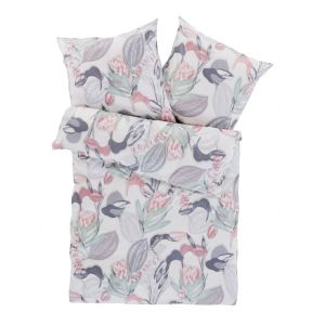 Parure de lit 2 pièces en satin de coton égyptien Emilia Hahn Blanc