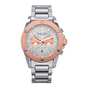 Chronographe homme Livepool, Sport 1-1812E Jacques Lemans Coloris argent/Rose