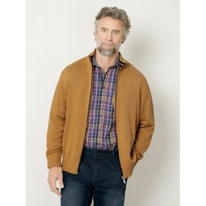 Gilet en maille aux détails contrastants tendance Roger Kent Moutarde