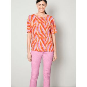 Blouse &agrave; imprim&eacute; tendance AMY VERMONT Orange/Rose vif