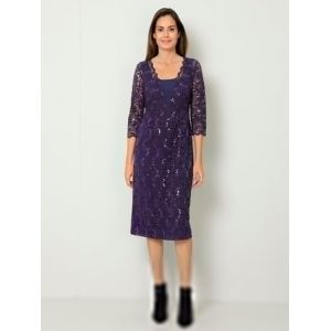 Robe avec dentelle Paola Aubergine