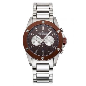 Chronographe homme Jacques Lemans Coloris argent/Marron