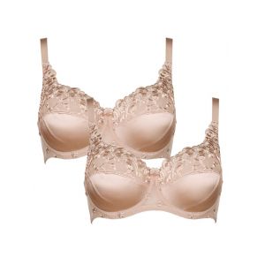 Lot de 2 soutiens-gorge &agrave; armatures &agrave; superbes broderies Naturana Nude
