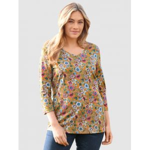 T-shirt à imprimé floral basically you Moutarde