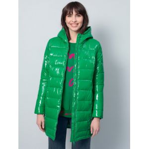 Veste longue matelass&eacute;e aspect brillant AMY VERMONT Vert