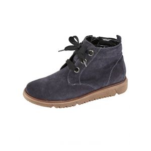 Bottines lac&eacute;es en cuir velours haut de gamme Waldl&auml;ufer Bleu fonc&eacute;