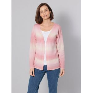 Gilet en maille au joli d&eacute;grad&eacute; de couleurs Paola Rose vif/P&ecirc;che