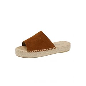 Mules &agrave; plateau au look espadrille tendance Studio W Cognac