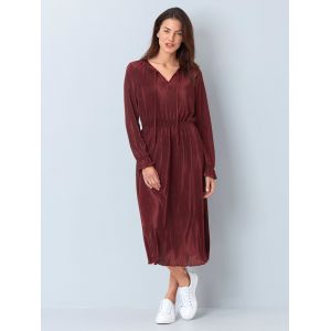 Robe plissée à superbe encolure Dress In Marron