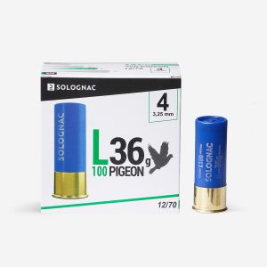 CARTOUCHE L100 36 grammes PIGEON CALIBRE 12/70 PLOMB N°4 X25 - SOLOGNAC