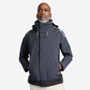Blouson, veste imperm&eacute;able de voile coupe vent sailing 500 homme gris noir
