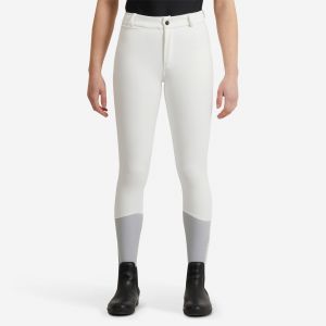 Pantalon de concours &eacute;quitation kipwarm chaud et d&eacute;perlant Enfant - 500 blanc