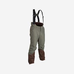 PANTALON CHASSE A BRETELLES CHAUD -20°C VERT 100 - SOLOGNAC