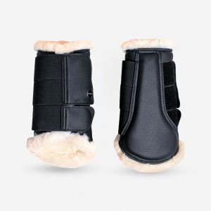 Guêtres dressage équitation fermées mouton synthétique Cheval - 500 noires x2 - FOUGANZA