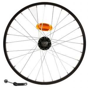 Roue v&eacute;lo enfant 20 pouces avant disque attache rapide noir