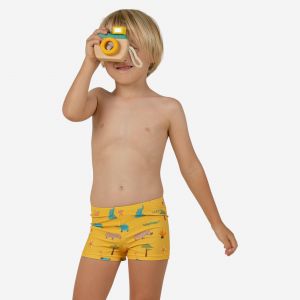Boxer De Bain Bébé / Enfant Jaune Imprimé SAVANE - NABAIJI