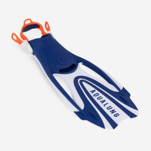 Palmes de snorkeling courtes &agrave; talons ouverts raglables - Zinger 2.0 bleu