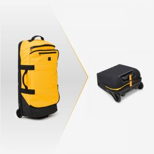 Valise pliable 85L jaune noire Spacesaver, sac de voyage &agrave; roulettes d&eacute;perlant