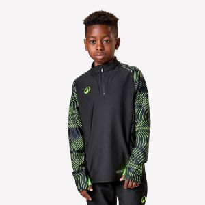Sweat de football enfant 1/2 zip viralto jr wave noir, jaune fluo - KIPSTA