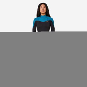 COMBINAISON SURF 500 FEMME 4/3 NOIRE ET VERTE BACKZIP - DECATHLON