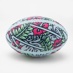Ballon de rugby plage taille 3, Tiki vert blanc rose