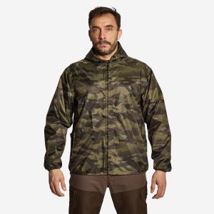 Veste chasse imperméable legere camo verte 100 - SOLOGNAC