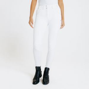 Pantalon équitation compétition full grip femme - 900 blanc - FOUGANZA