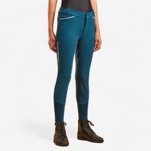 Pantalon &eacute;quitation fullgrip Enfant - 580 bleu p&eacute;trole