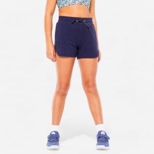Short multisport coton fille, Bleu marine - DOMYOS