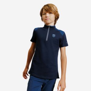 Polo &eacute;quitation manches courtes zipp&eacute; Enfant - 500 marine