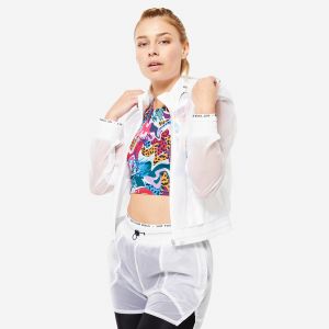 Veste &agrave; capuche Fitness Cardio Femme Blanche