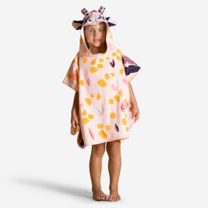 Poncho de Bain Coton B&eacute;b&eacute; - Girafe Blanc Rose