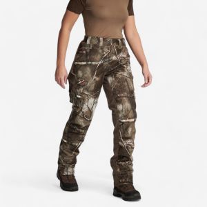 PANTALON FEMME CHASSE CHAUD IMPERMÉABLE SILENCIEUX CAMOUFLAGE TREEMETIC 500 - SOLOGNAC