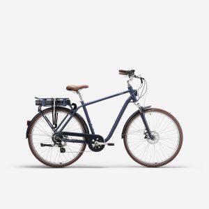 V&eacute;lo de ville &eacute;lectrique elops 900 cadre haut bleu marine