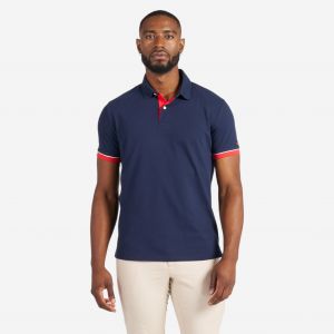Polo marin homme manche courte Sailing 100 Navy manche rouge - TRIBORD