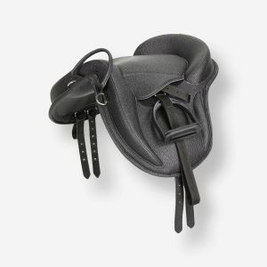 Selle &eacute;quitation bardette synth&eacute;tique Poney - 100 noire