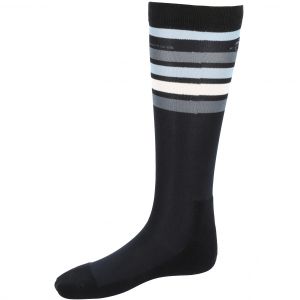 Chaussettes &eacute;quitation adulte 100 noir rayures blanches et grises - FOUGANZA