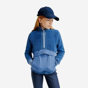 Sweat &eacute;quitation demi zipp&eacute; chaud enfant - Bleu com&egrave;te zip Violet tendre