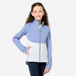 Veste de sport cintr&eacute;e fille, bleu clair et bleu fonc&eacute;