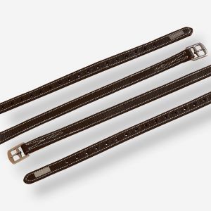 Etrivi&egrave;res &eacute;quitation cuir Enfant et Adulte - Rom&eacute;o marron