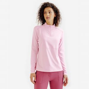 Polo &eacute;quitation manches longues UV Femme - Rose LITCHI