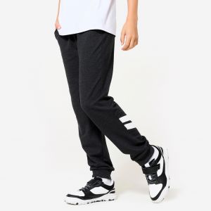 Pantalon de jogging mixte french terry droit coton enfant - 100 gris chiné foncé - DOMYOS