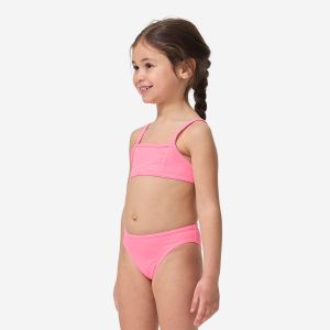 Maillot de bain 2 pi&egrave;ces surf fille brassiere rose bali 100