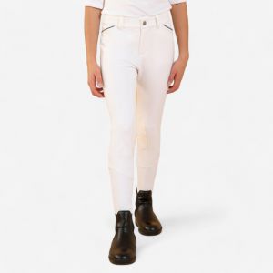Pantalon de concours &eacute;quitation basanes agrippantes Enfant - 500 blanc