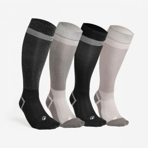 Chaussettes &eacute;quitation adultes extra fines - noir et marron LOT DE 4
